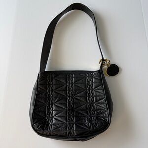 Black Quilted Shoulder Bag | Genuine Italian Leather